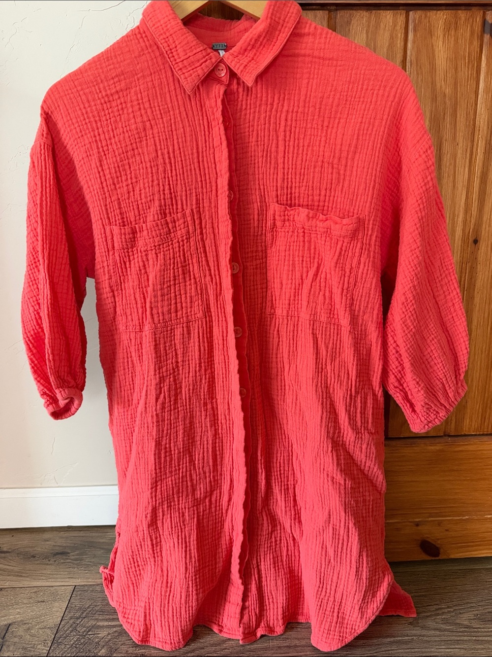 YFB Clothing Co. Coral Cotton Gauze Button Down Shirt - Size XS
